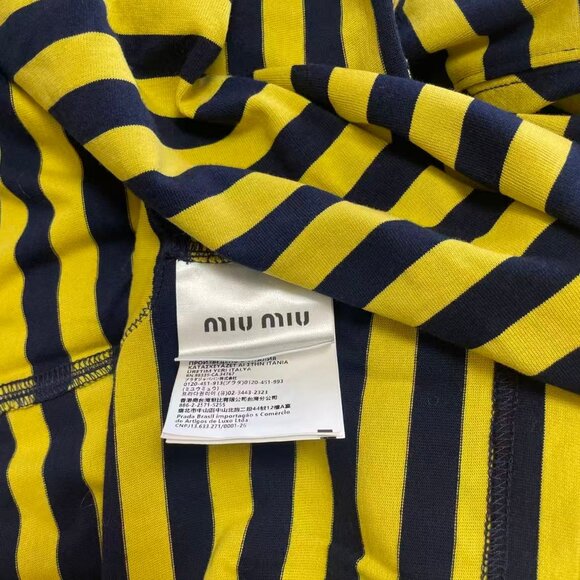 Women’s Blue/yellow striped polo with logo - Picture 14 of 14